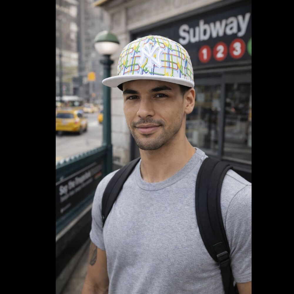 New York Yankees New Era 7 1/2 Fitted Colorful Hat (has sticker residue)